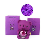 Creative Rotating Rose Jewelry Box Soap Flower Red Bear Gifts Box Necklace Storage Pink Ring Gift Case for Wedding