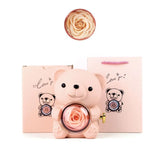 Creative Rotating Rose Jewelry Box Soap Flower Red Bear Gifts Box Necklace Storage Pink Ring Gift Case for Wedding