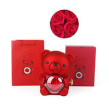 Creative Rotating Rose Jewelry Box Soap Flower Red Bear Gifts Box Necklace Storage Pink Ring Gift Case for Wedding