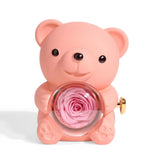 Creative Rotating Rose Jewelry Box Soap Flower Red Bear Gifts Box Necklace Storage Pink Ring Gift Case for Wedding