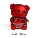 Creative Rotating Rose Jewelry Box Soap Flower Red Bear Gifts Box Necklace Storage Pink Ring Gift Case for Wedding